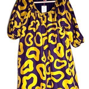 See by Chloé Purple & Yellow Silk Statement Dress